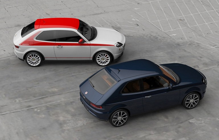 Due fiat 127: davanti una color blu scuro, dietro una fiat color bianco con linee e tettuccio rosso