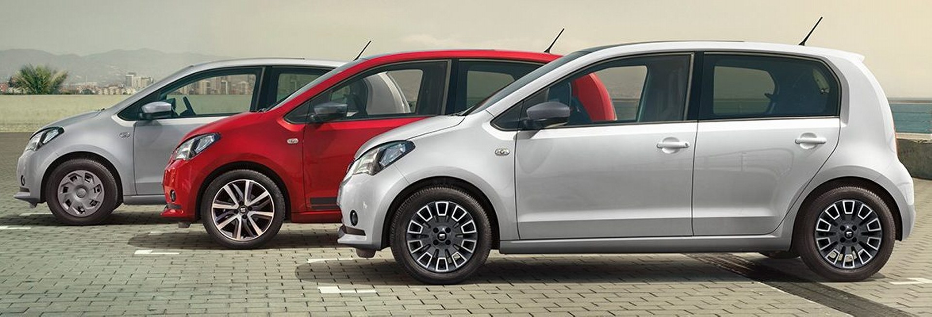 Seat Mii, vista laterale delle tre versioni