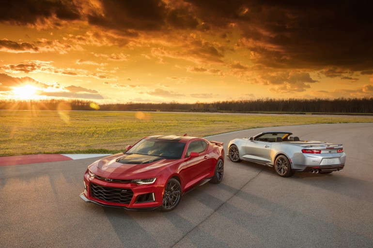 The 2017 Camaro ZL1 is poised to challenge the most advanced performance cars in the world in any measure – with unprecedented levels of technology, refinement, track capability and straight-line acceleration. A cohesive suite of performance technologies tailors ZL1’s performance, featuring an updated Magnetic Ride suspension, Performance Traction Management, electronic limited-slip differential, Custom Launch Control and Driver Mode Selector. The ZL1 Convertible’s modular underbody bracing provides the same sharp, nimble handling as the coupe, while its fully automatic top can be raised or lowered with a single button while driving up to 30 mph, or lowered remotely with the keyfob.