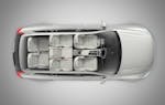 Volvo XC90 - spaccato dall'alto con i sette posti visibili