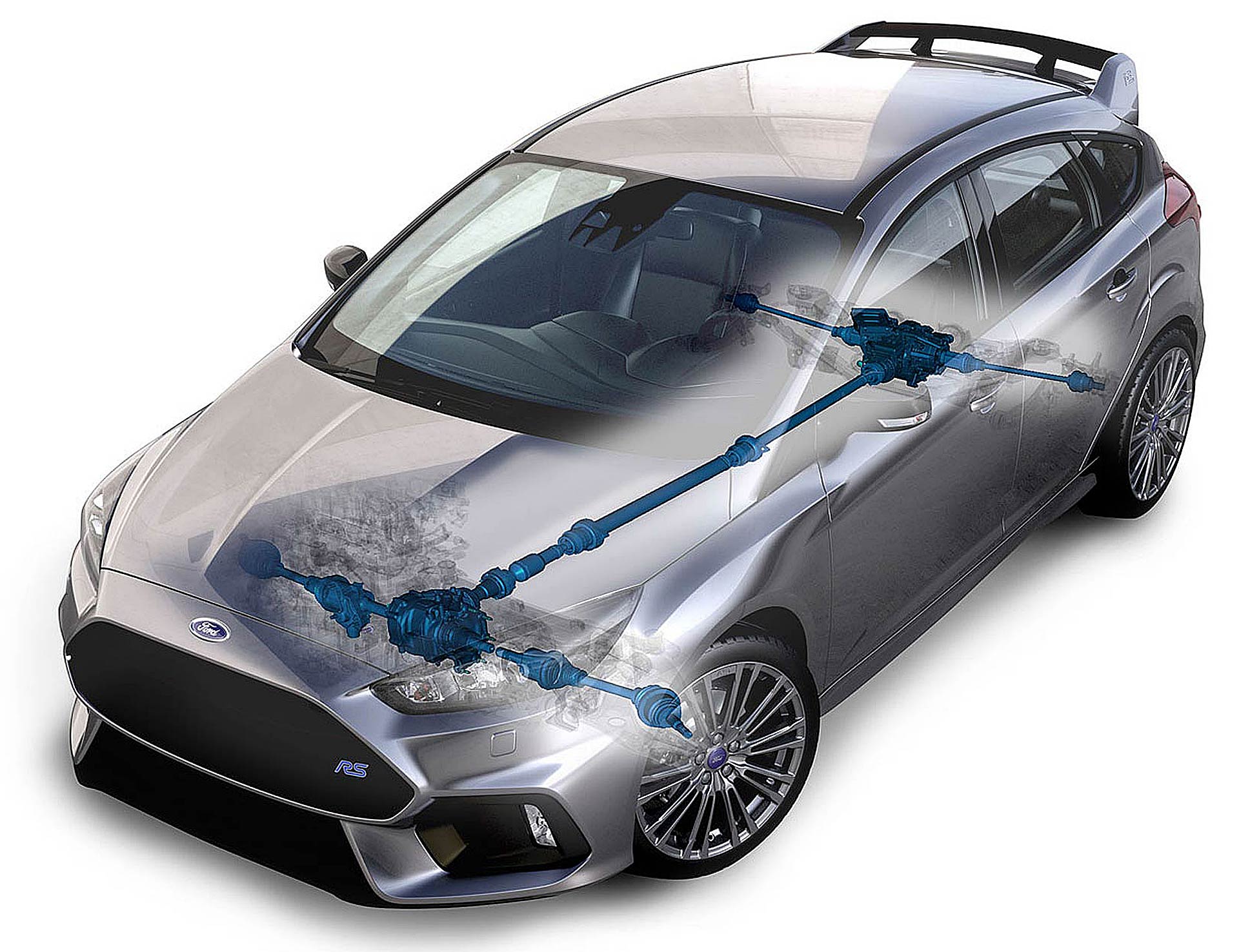 Ford Focus RS MKIII schema in trasparenza della trazione integrale GNK