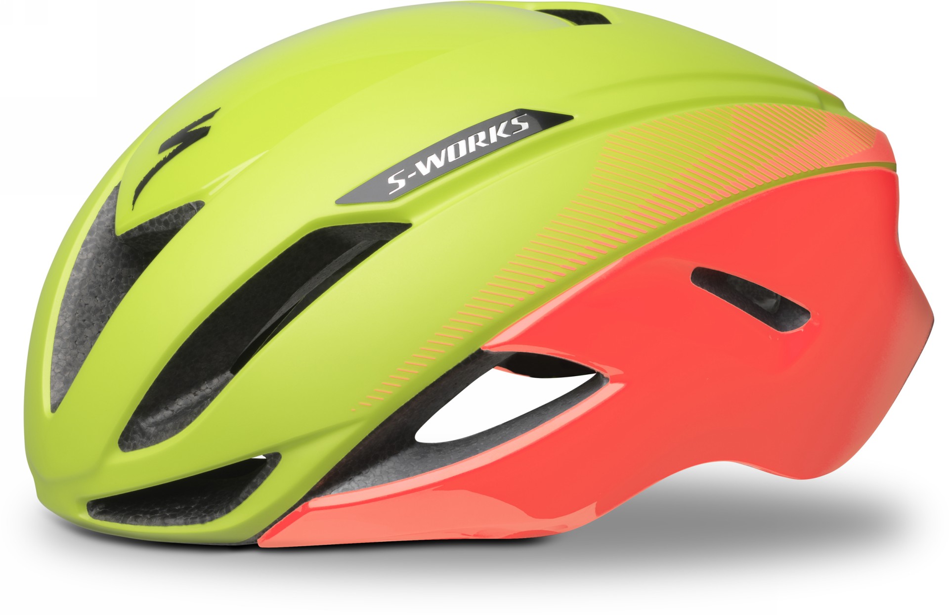 casco da bici specialized s-works evade colore acid lava, vista laterale