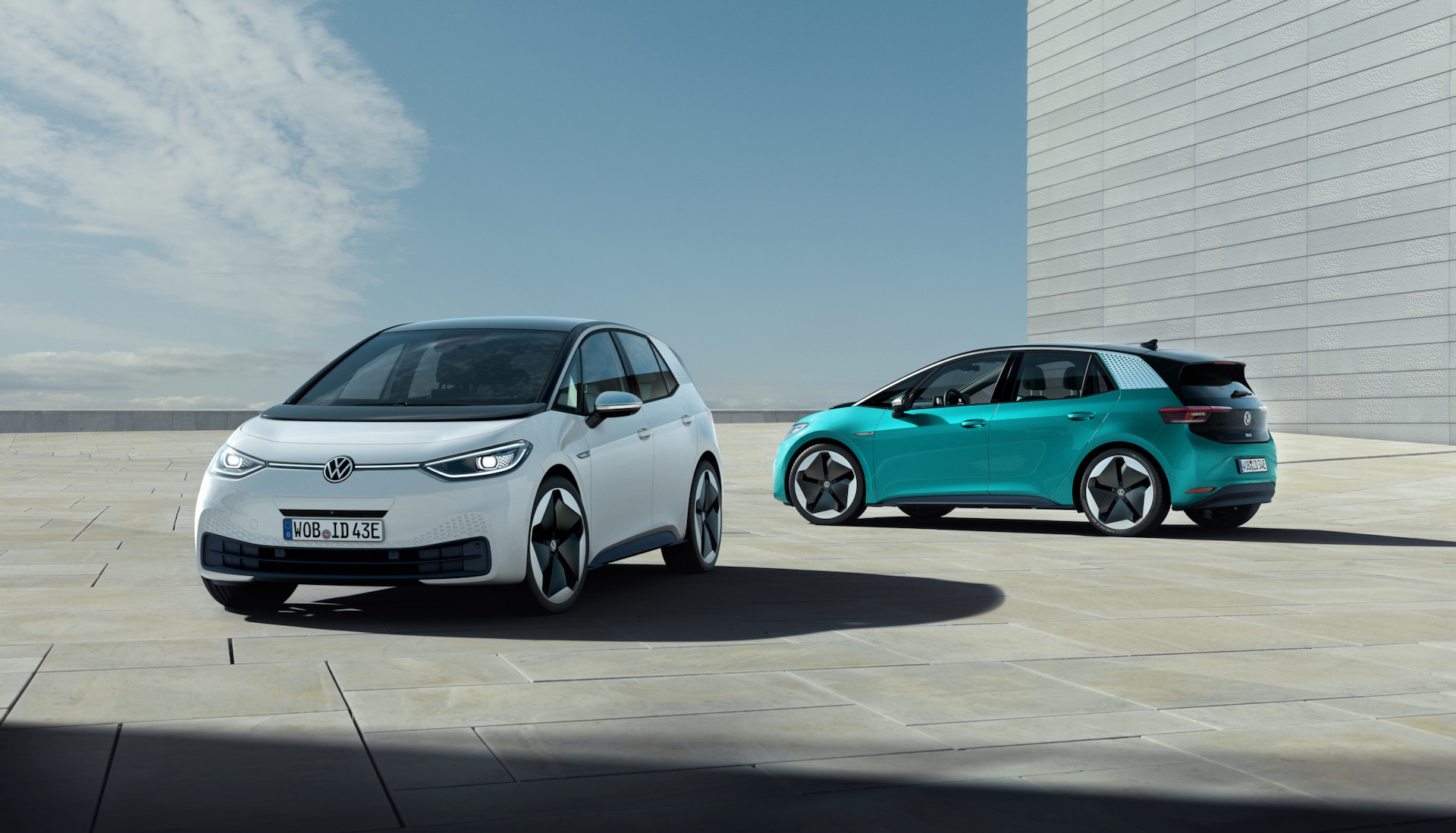 Volkswagen ID.3 bianca e azzurra