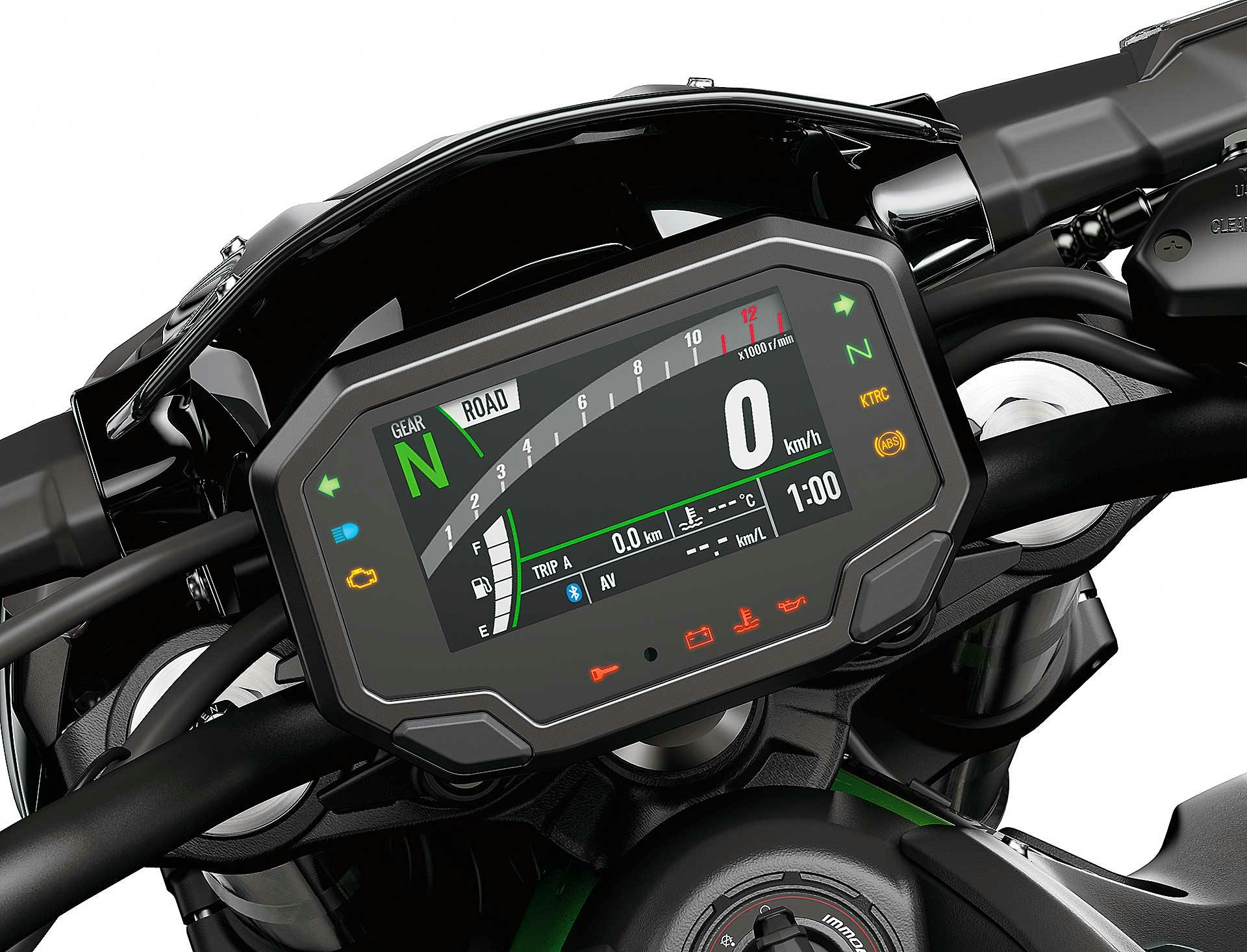 Prova Kawasaki Z900 2020 dettaglio strumentazione digitale connessa moto