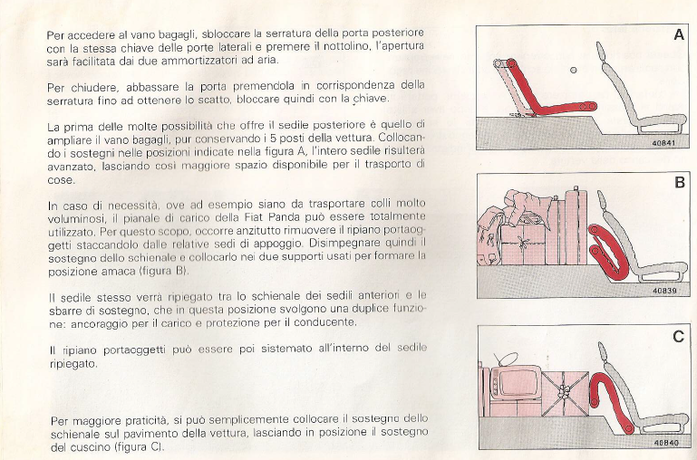 fiat panda sedili posteriori abbattuti