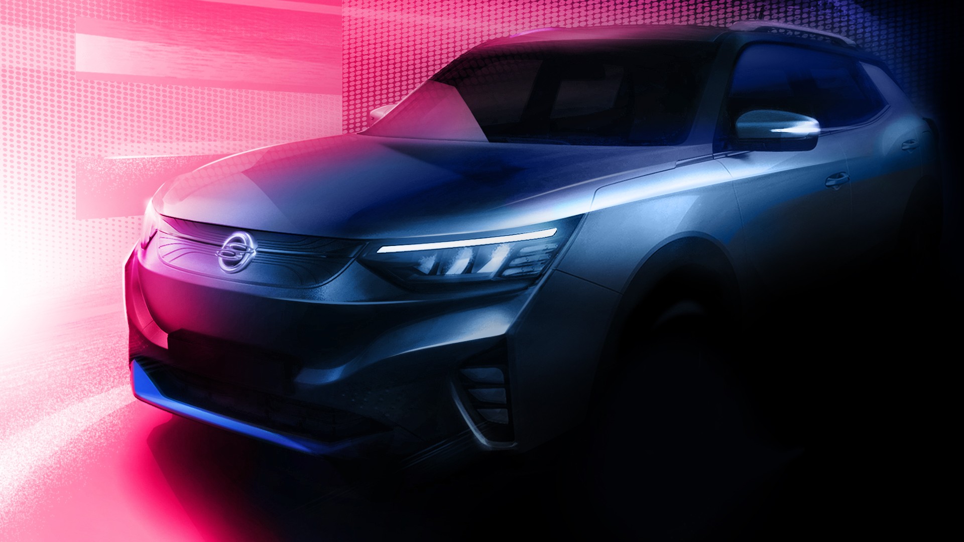 Ssangyong suv elettrico, rendering tre quarti anteriore