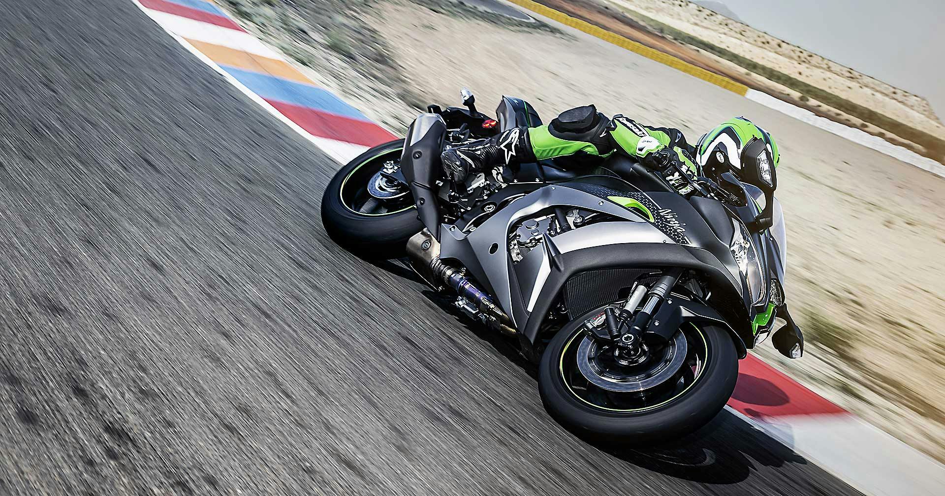 Kawasaki Ninja ZX-10 R SE curva laterale circuito pilota piega