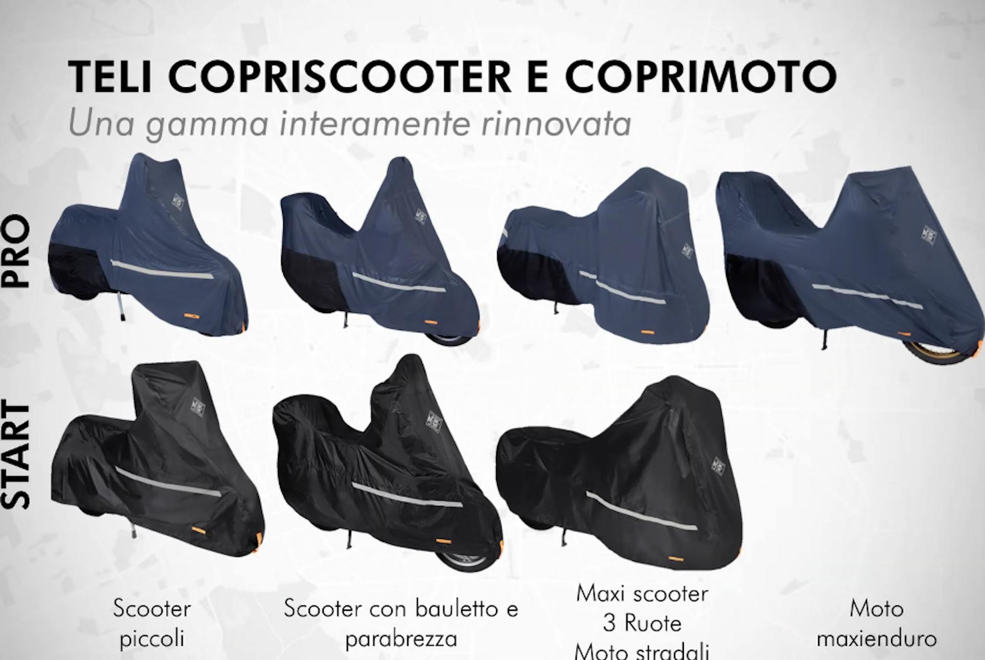 Copriscooter RIPARI START – Scooter con bauletto e parabrezza