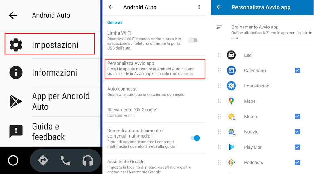 Android Auto impostazioni