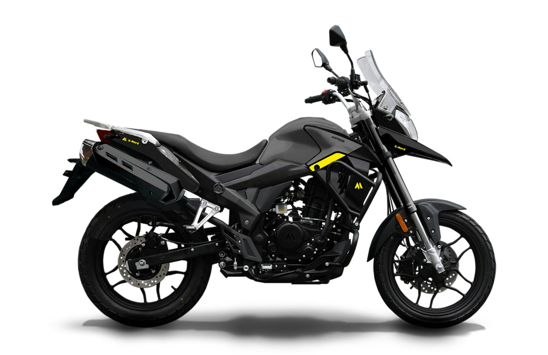motron motorcycles moto XNord 125 grigia vista laterale in studio