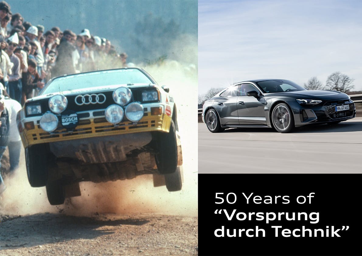 Manifesto Audi per i 50 anni "all'avanguardia della tecnica"