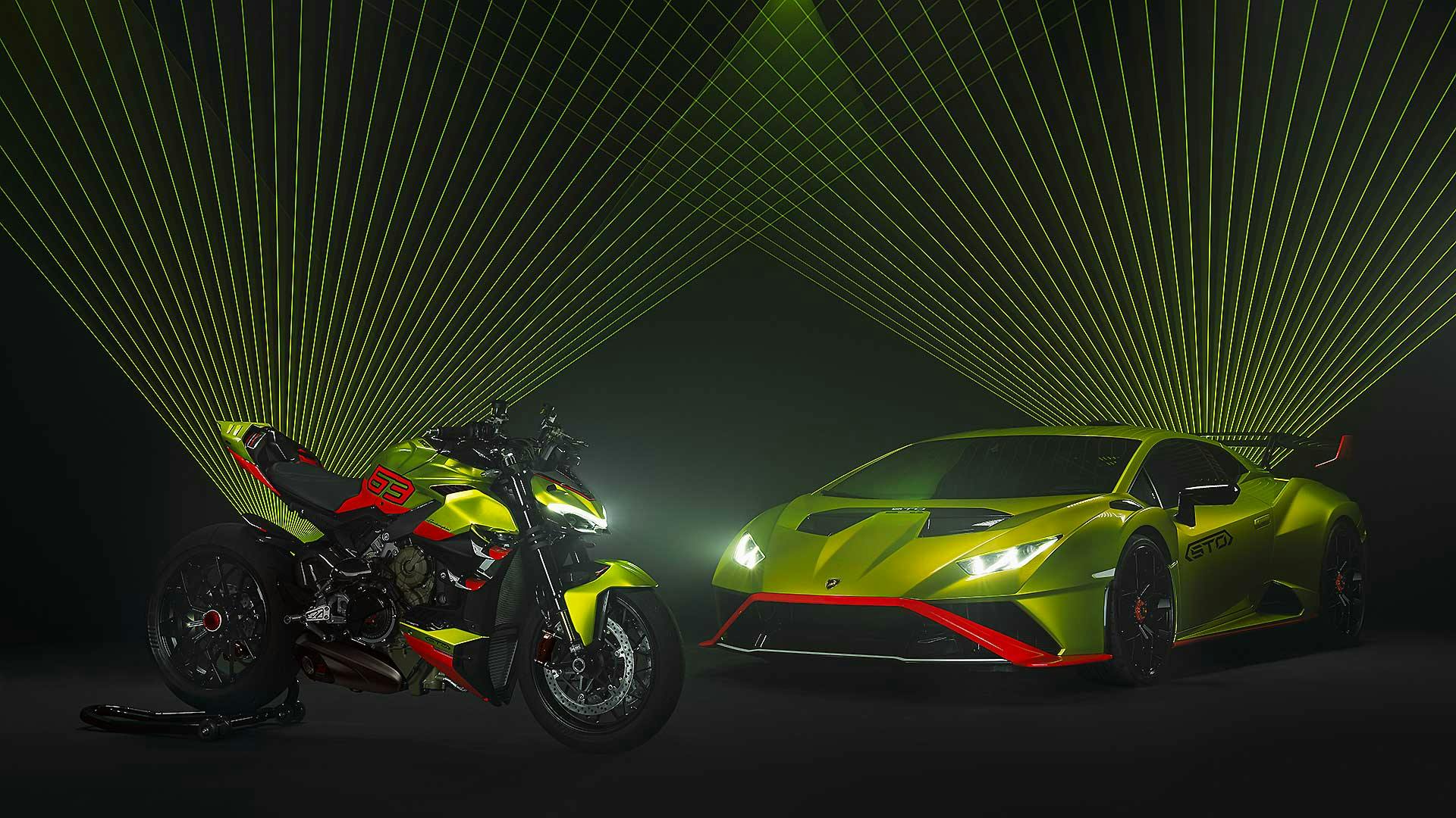 Ducati Streetfighter V4 Lamborghini e Lamborghini Huracan STO