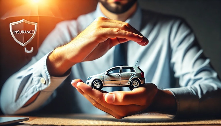 uomo un modellino di auto tra le mani