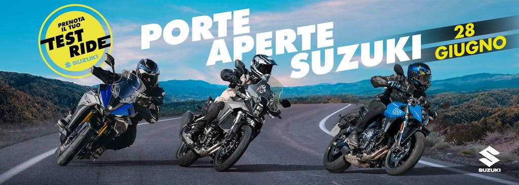 Locandina porte aperte suzuki 28 giugno 2025
