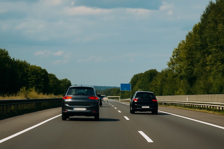 Auto su superstrada a due corsie