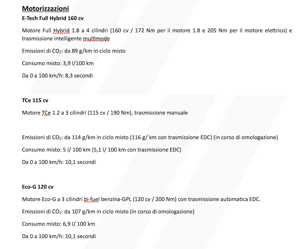 gamma motori nuova Renault Clio 2026