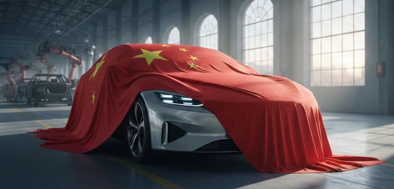 auto ricoperta dalla bandiera cinese